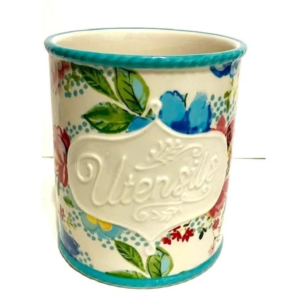 Pioneer Woman Utensil Holder Stoneware Floral Medley